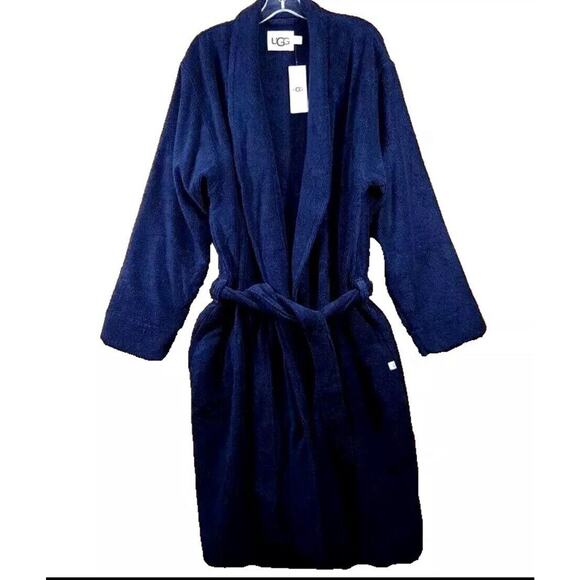 UGG Men's Turner Terry Robe W/ Belt. Shawl Dark Sapphire Size M/L NWT $139 - Picture 1 of 5